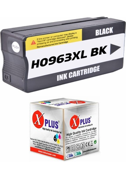 HP Officejet Pro 9018 All-In-One 963XL-967XL Siyah Yüksek Kapasite Muadil Kartuş 1.600 Sayfa Chipli