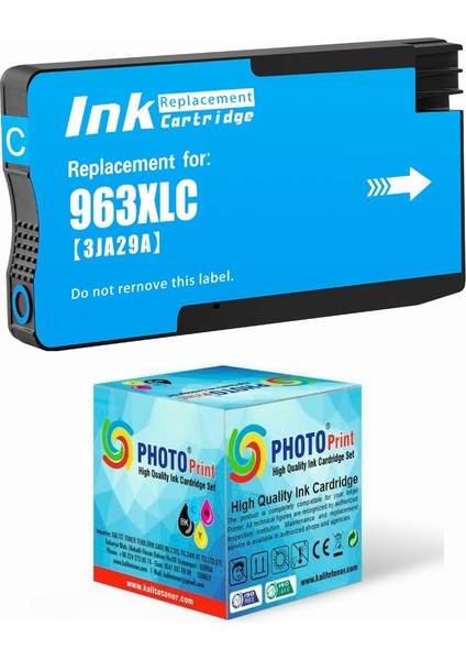 HP Officejet Pro 9012 All-In-One 963XL-967XL Mavi Yüksek Kapasite Muadil Kartuş 1.600 Sayfa Chipli