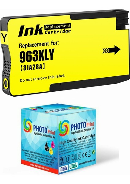 HP Officejet Pro 9010 All-In-One 963XL-967XL Sarı Yüksek Kapasite Muadil Kartuş 1.600 Sayfa Chipli