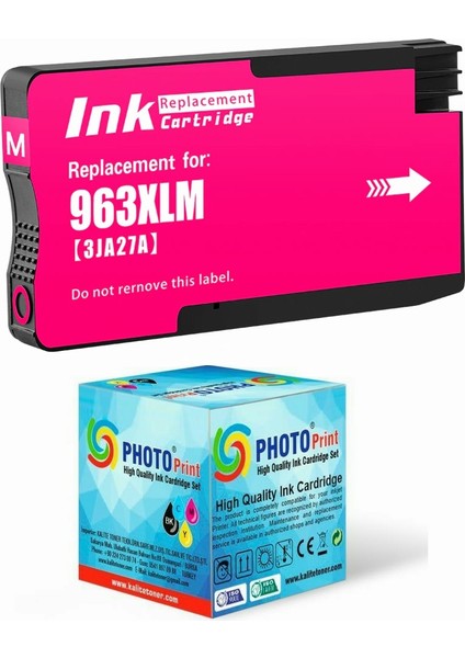 HP Officejet Pro 9019 All-In-One 963XL-967XL Kırmızı Yüksek Kapasite Muadil Kartuş 1.600 Sayfa Chipli