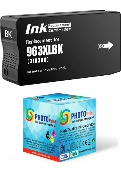 HP Officejet Pro 9010 All-In-One 963XL-967XL Siyah Yüksek Kapasite Muadil Kartuş 1.600 Sayfa Chipli
