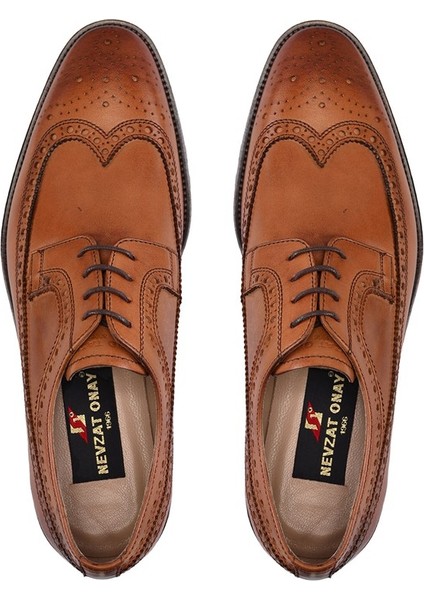 Taba Klasik Bağcıklı Kösele Erkek Ayakkabı -8790- modelleri