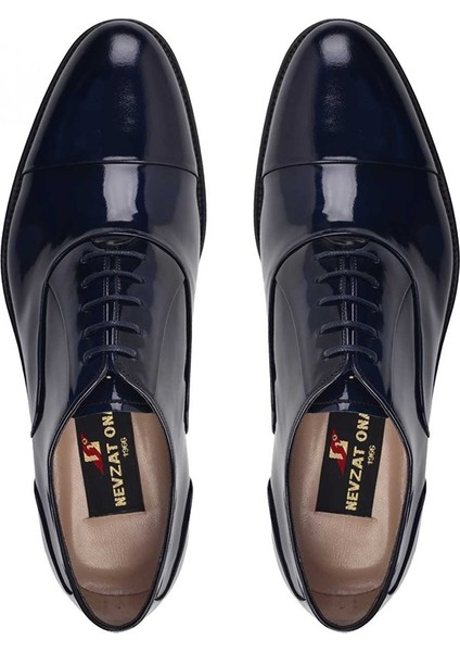 Hakiki Deri Lacivert Klasik Bağcıklı Kösele Erkek Ayakkabı -9125- modelleri