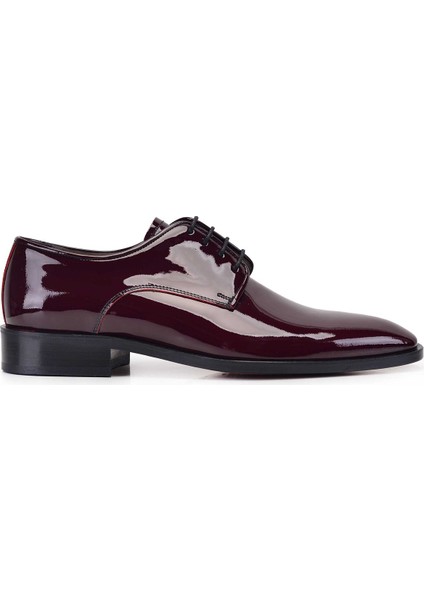 Bordo Klasik Bağcıklı Kösele Erkek Ayakkabı -11390-