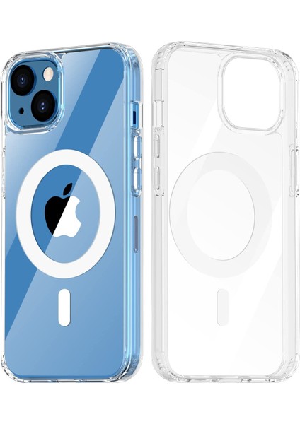ıphone 14 Plus Uyumlu Kılıf Magsafe Wireless Kablosuz Şarj Destekli Sararmaz Şeffaf