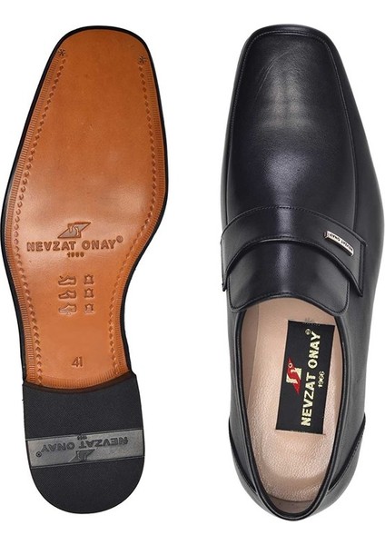 Siyah Klasik Loafer Kösele Erkek Ayakkabı -10955-