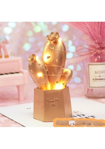 Işıklı Çiçekli Kaktüs Biblo Aksesuar