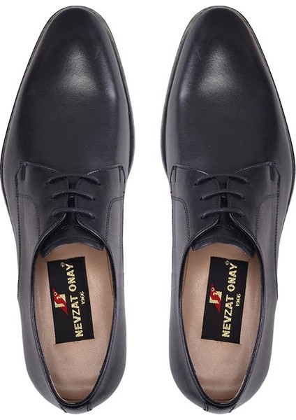 Hakiki Deri Siyah Klasik Bağcıklı Kösele Erkek Ayakkabı -8958- modelleri