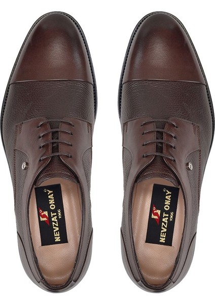 Kahverengi Klasik Bağcıklı Kösele Erkek Ayakkabı -10340- modelleri