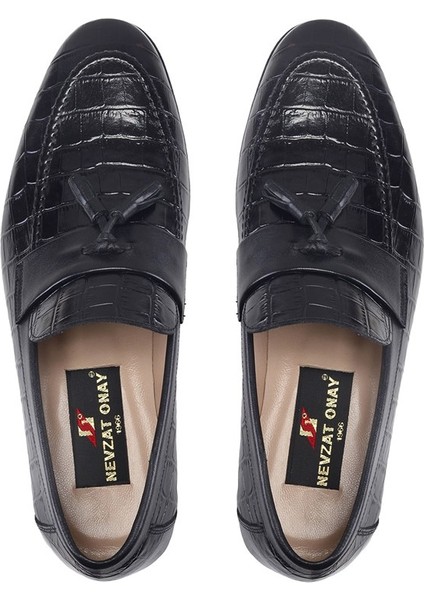 Siyah Klasik Loafer Kösele Erkek Ayakkabı -10936- modelleri