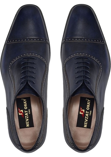 Lacivert Klasik Bağcıklı Kösele Erkek Ayakkabı -12158- modelleri