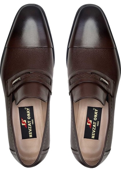 Kahverengi Klasik Loafer Kösele Erkek Ayakkabı -11830-