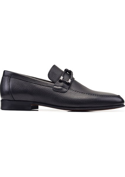Siyah Klasik Loafer Kösele Erkek Ayakkabı -12693-