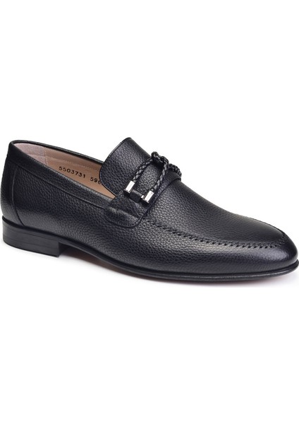 Siyah Klasik Loafer Kösele Erkek Ayakkabı -12693-