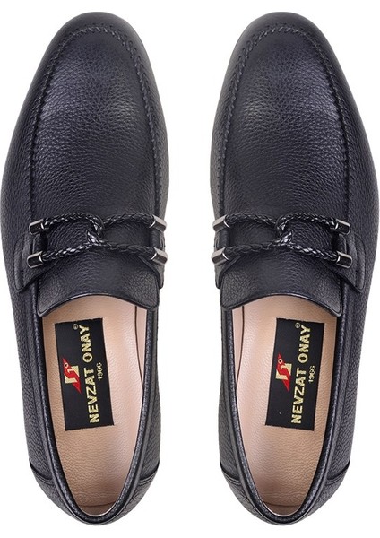 Siyah Klasik Loafer Kösele Erkek Ayakkabı -12693-