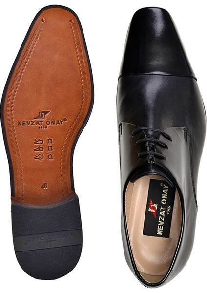 Siyah Klasik Bağcıklı Kösele Erkek Ayakkabı -7200- modelleri