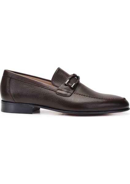 Kahverengi Klasik Loafer Kösele Erkek Ayakkabı -7164-