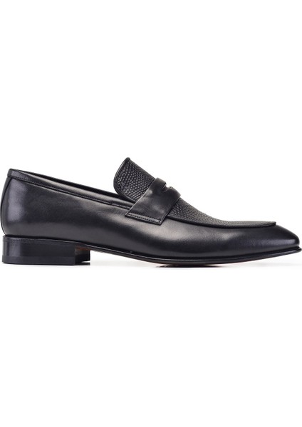 Siyah Klasik Loafer Kösele Erkek Ayakkabı -10940-