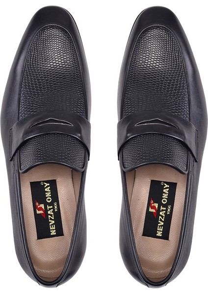 Siyah Klasik Loafer Kösele Erkek Ayakkabı -10940- modelleri