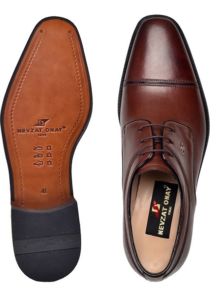 Hakiki Deri Kahverengi Klasik Bağcıklı Kösele Erkek Ayakkabı -11554- modelleri