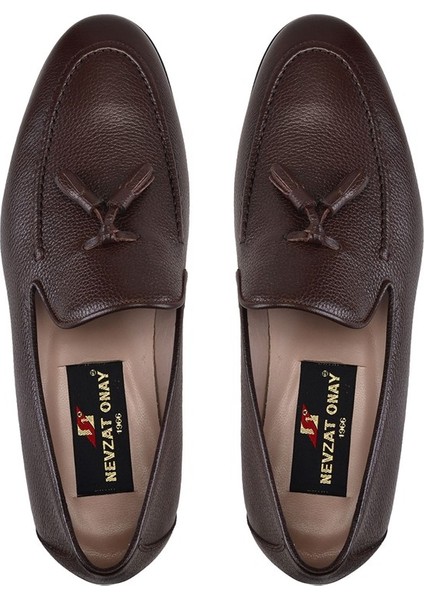 Kahverengi Klasik Loafer Kösele Erkek Ayakkabı -10819-