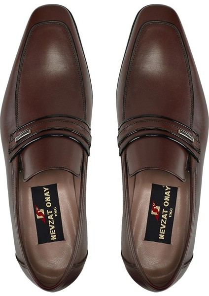 Kahverengi Klasik Loafer Kösele Erkek Ayakkabı -7096- modelleri
