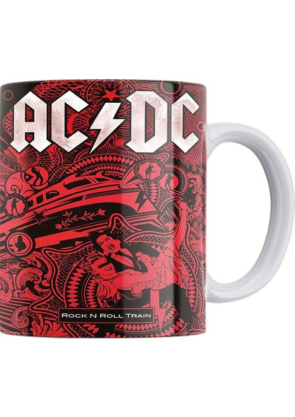 Ac/dc Çift Taraflı Baskılı Beyaz Porselen Kupa
