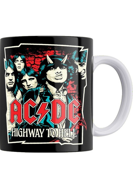 Ac/dc Çift Taraflı Baskılı Beyaz Porselen Kupa