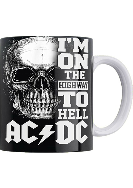 Ac/dc Çift Taraflı Baskılı Beyaz Porselen Kupa