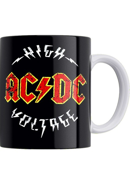 Ac/dc Çift Taraflı Baskılı Beyaz Porselen Kupa