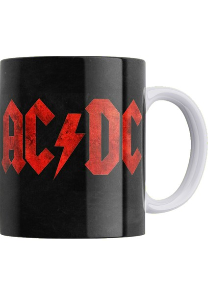 Ac/dc Çift Taraflı Baskılı Beyaz Porselen Kupa