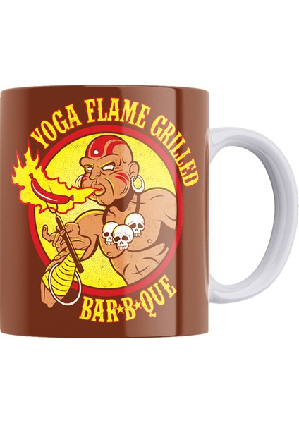 Street Fighter Dhalsım Çift Taraflı Baskılı Beyaz Porselen Kupa