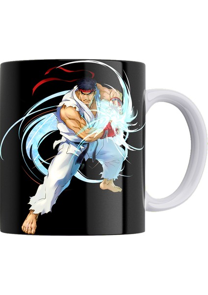 Street Fighter Ryu Çift Taraflı Baskılı Beyaz Porselen Kupa