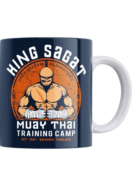 Street Fighter Sagat Çift Taraflı Baskılı Beyaz Porselen Kupa