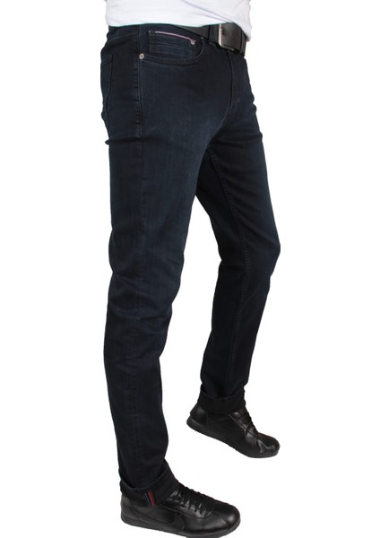 Erkek Likralı Koyu Lacivert Rahat Kalıp Kot Pantolon 1263 fiyatları