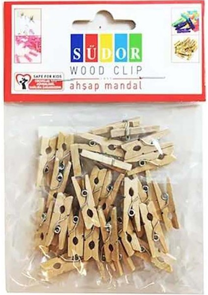 Ahşap Mandal Büyük 3.5cm Natural 20LI BS129