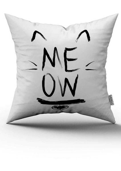 Çift Taraflı Beyaz Siyah Kedi Figürlü Dijital Baskı Kırlent Yastık Kılıfı - CGH418-CT