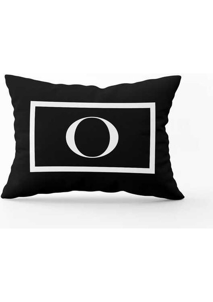 Siyah Beyaz Harfli Çift Tarafı Dijital Baskılı Kırlent KILIFI-HRF-O-35X50