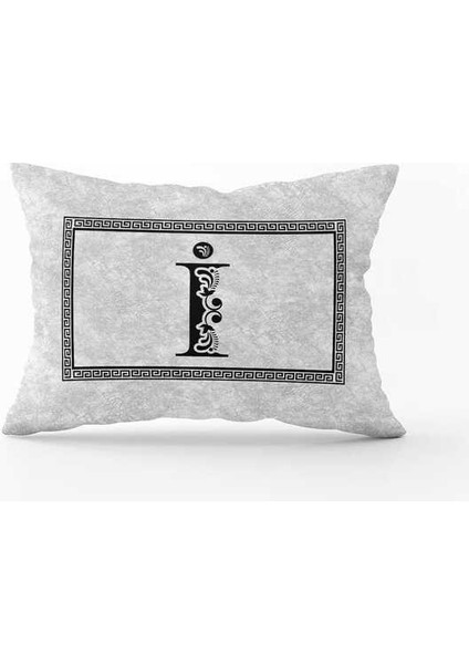 Gri Siyah Harfli Çift Tarafı Dijital Baskılı Kırlent KILIFI-HRF06-II-3550