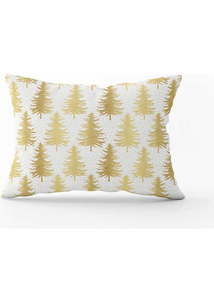 Sarı Beyaz Yılbaşı Temalı Dijital Baskılı Kırlent Kılıfı CGH790-3550 Çift Tarafı Baskılı