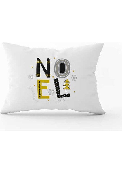 Sarı Siyah Yılbaşı Temalı Dijital Baskılı Kırlent Kılıfı CGH821-3550 Çift Tarafı Baskılı