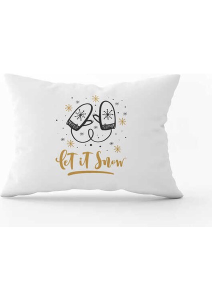 Siyah Sarı Yılbaşı Temalı Dijital Baskılı Kırlent Kılıfı CGH852-3550 Çift Tarafı Baskılı