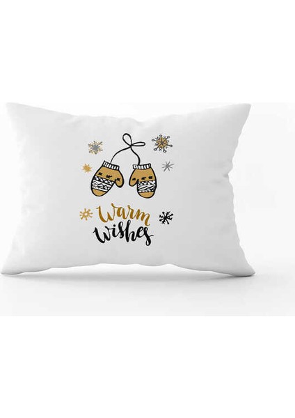 Gri Kahverengi Yılbaşı Temalı Dijital Baskılı Kırlent Kılıfı CGH862-3550 Çift Tarafı Baskılı