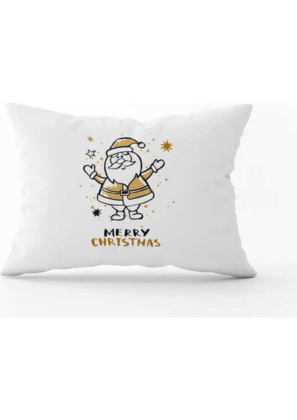 Gri Kahverengi Yılbaşı Temalı Dijital Baskılı Kırlent Kılıfı CGH863-3550 Çift Tarafı Baskılı
