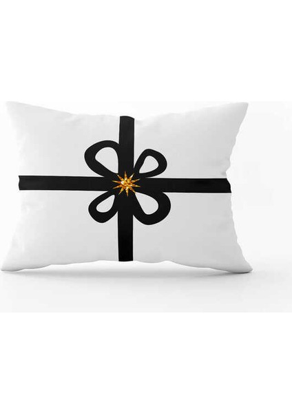 Sarı Siyah Yılbaşı Temalı Dijital Baskılı Kırlent Kılıfı CGH887-3550 Çift Tarafı Baskılı