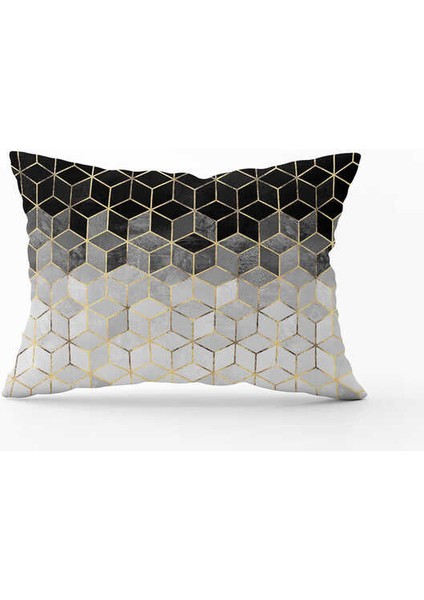 Siyah Altın Mozaik Desenli Dijital Baskılı Kırlent Kılıfı CGH923-3550 Çift Tarafı Baskılı