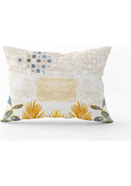 Sarı Mavi Bohem Dekoratif Desenli Dijital Baskılı Kırlent Kılıfı CGH941-3550 Çift Tarafı Baskılı