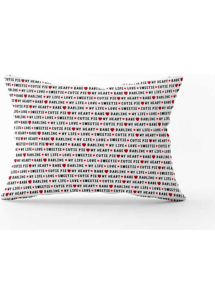 Siyah Beyaz Sevgililer Günü Temalı Dijital Baskılı Kırlent Kılıfı CGH1034-3550 Çift Tarafı Baskılı