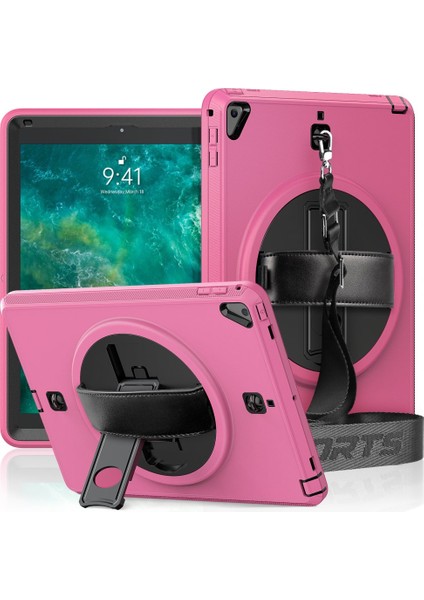 Apple iPad 9.7 (2017) Kılıf Boyun Askılı Standlı Tank Kapak Zipax-Azn-Strap-C