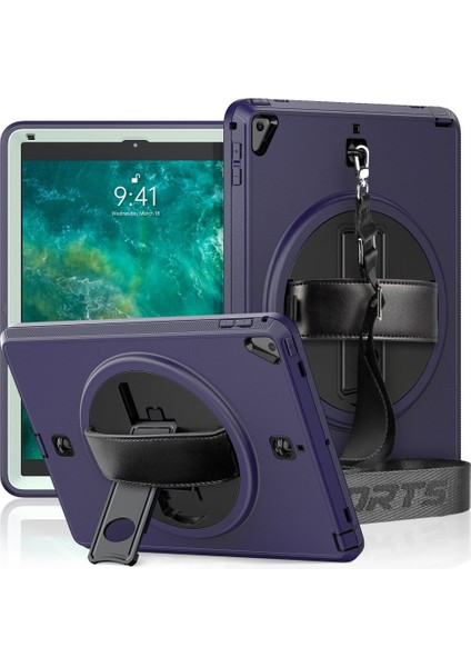 Apple iPad 9.7 (2017) Kılıf Boyun Askılı Standlı Tank Kapak Zipax-Azn-Strap-C